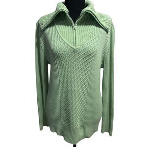 Liz Claiborne Women’s Long Sleeve 1/4 Zip Sweater Green Size XL